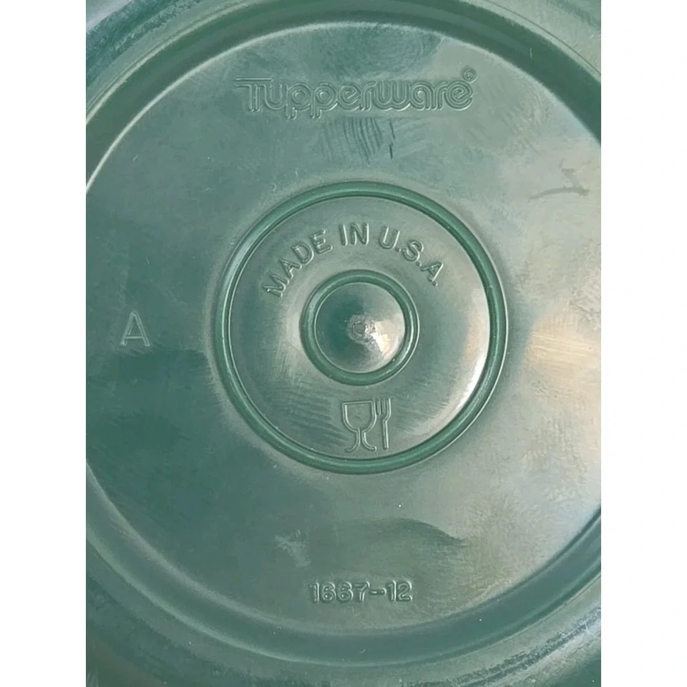 Tupperware Round Green White Chip and Dip Veggie Tray w Lid Vintage‎ U149